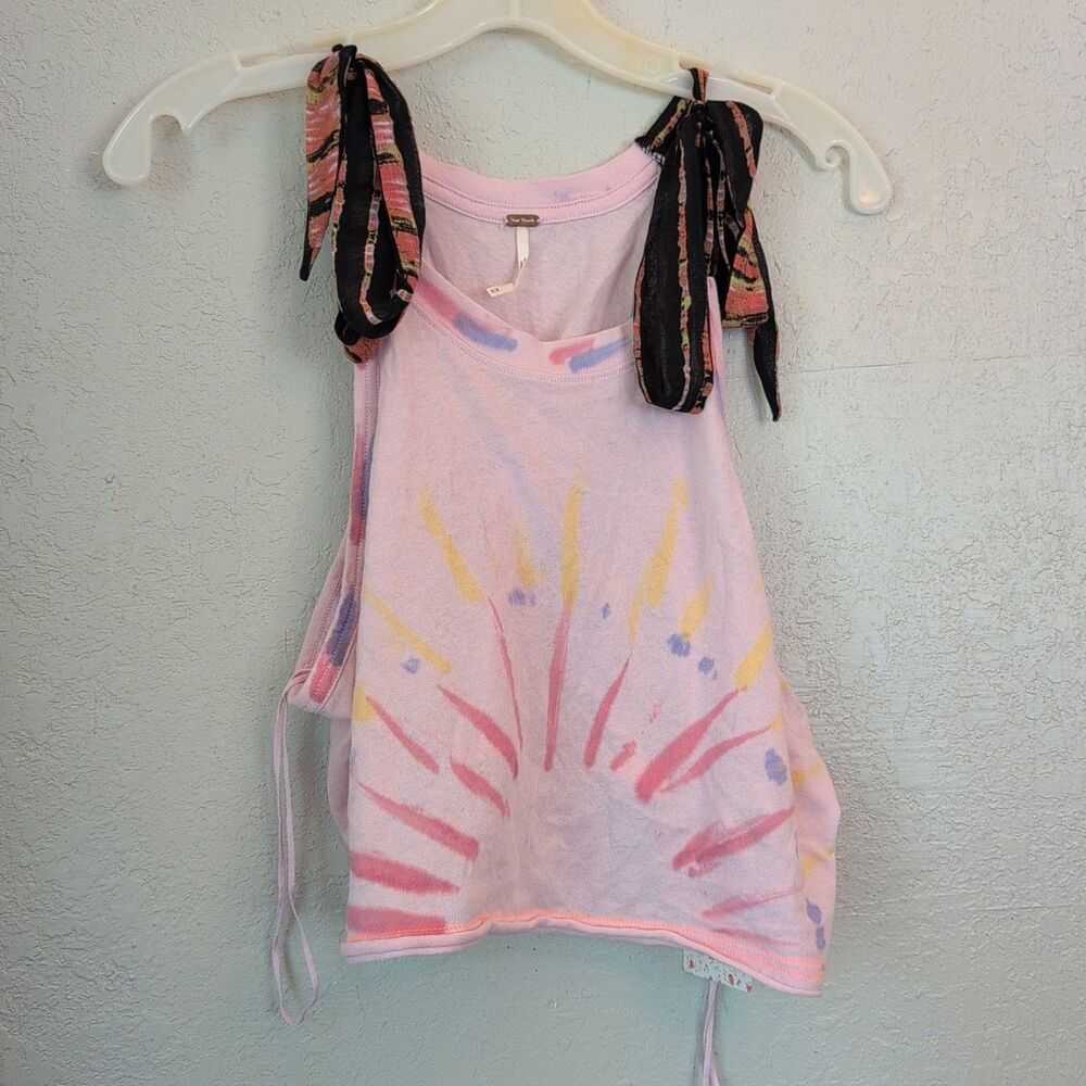 Free People Crop Top M Pink Strappy Tie Dye Nwt Boho Hippie Festival Whimsy Rave